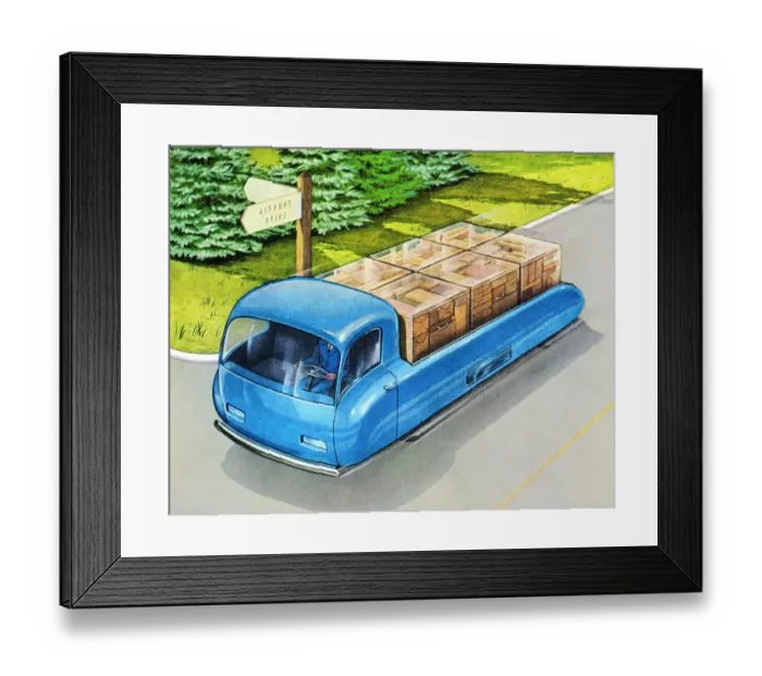 Framed Print : Futuristic Truck Moving Boxes Framed Print : Futuristic Truck Moving Boxes