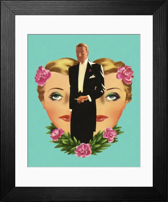 Framed Print : Womans Face and Man Wearing a Tux Framed Print : Womans Face and Man Wearing a Tux
