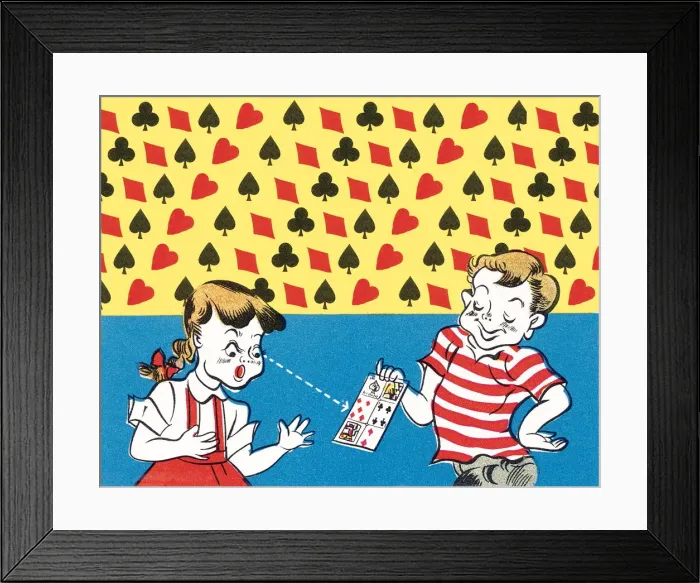 Framed Print : Boy plays trick on girl Framed Print : Boy plays trick on girl