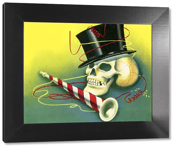 Skull With Top Hat and Party Horn