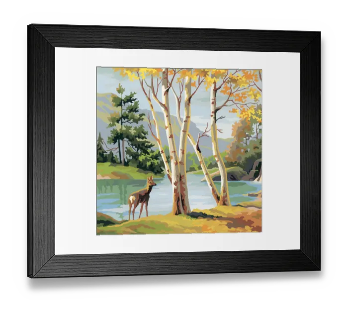 Framed Print : Deer by Lake Framed Print : Deer by Lake