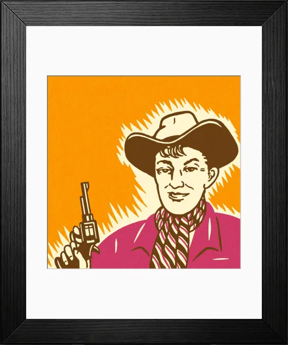 Framed Print : Cowboy with a Revolver