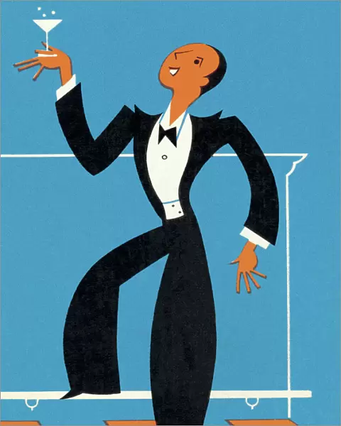 Man In Tux Drinking Cocktail