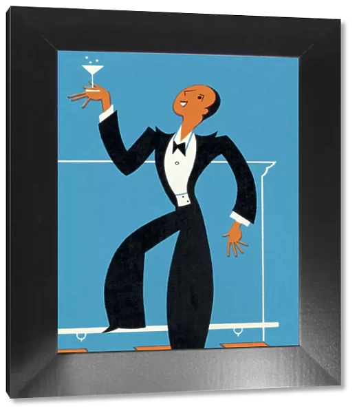 Man In Tux Drinking Cocktail