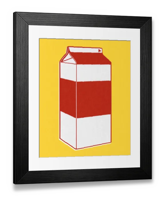 Framed Print : Milk Carton on a Yellow Background Framed Print : Milk Carton on a Yellow Background
