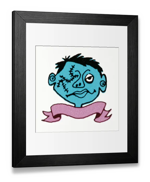 Framed Print : Blue man with banner