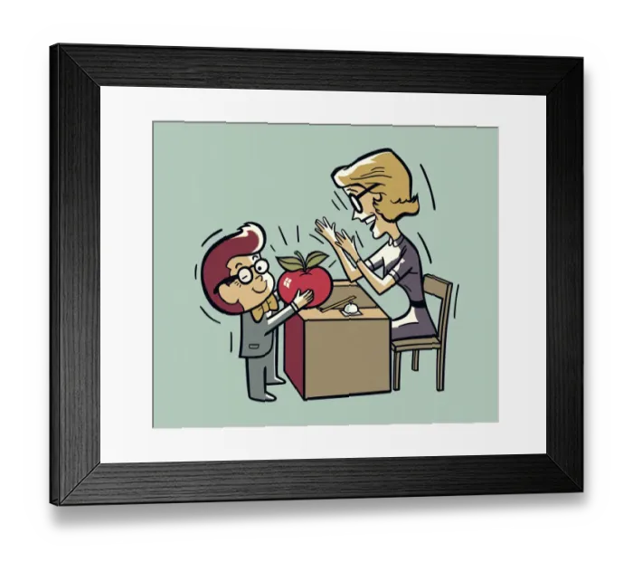 Framed Print : Child Giving an Apple to a Teacher
