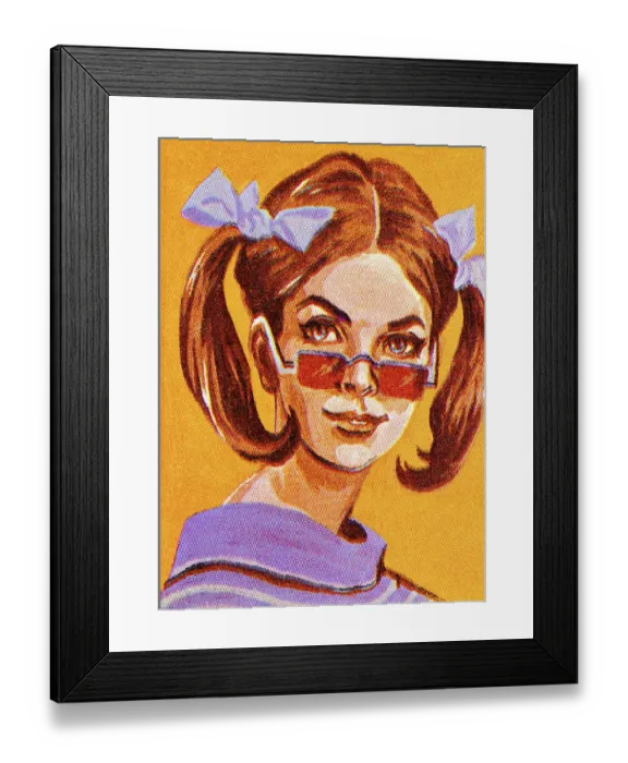 Framed Print : Groovy Girl With Sunglasses Framed Print : Groovy Girl With Sunglasses
