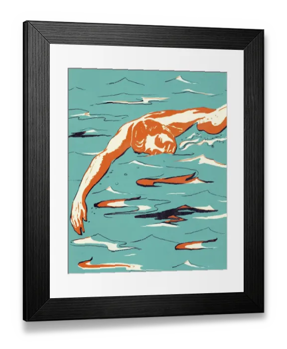 Framed Print : Man Swimming Framed Print : Man Swimming