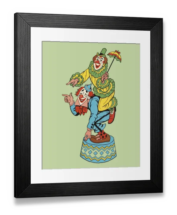 Framed Print : Two Playful Clowns