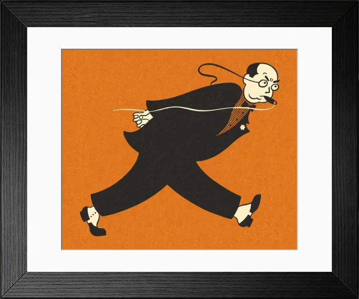 Framed Print : Pacing Man Smoking a Cigar Framed Print : Pacing Man Smoking a Cigar
