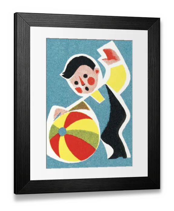 Framed Print : Child with beach ball