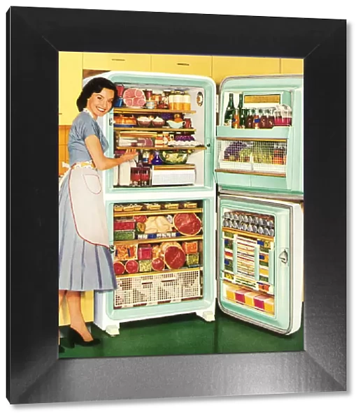 Homemaker Showing a Full Refrigerator