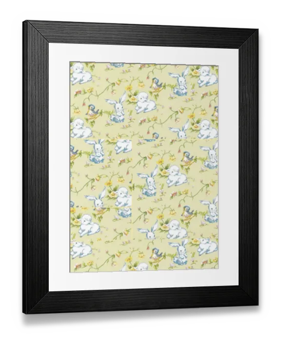 Framed Print : Lamb and Bunny Pattern Framed Print : Lamb and Bunny Pattern