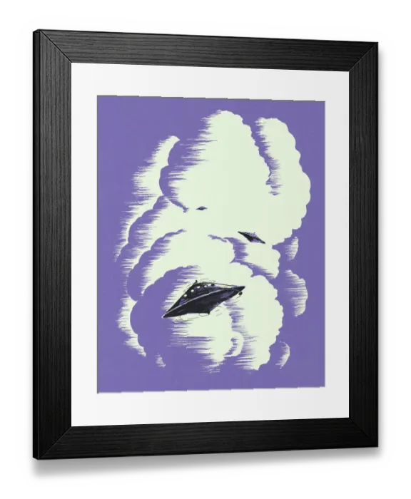 Framed Print : Unidentified Flying Objects in the Clouds