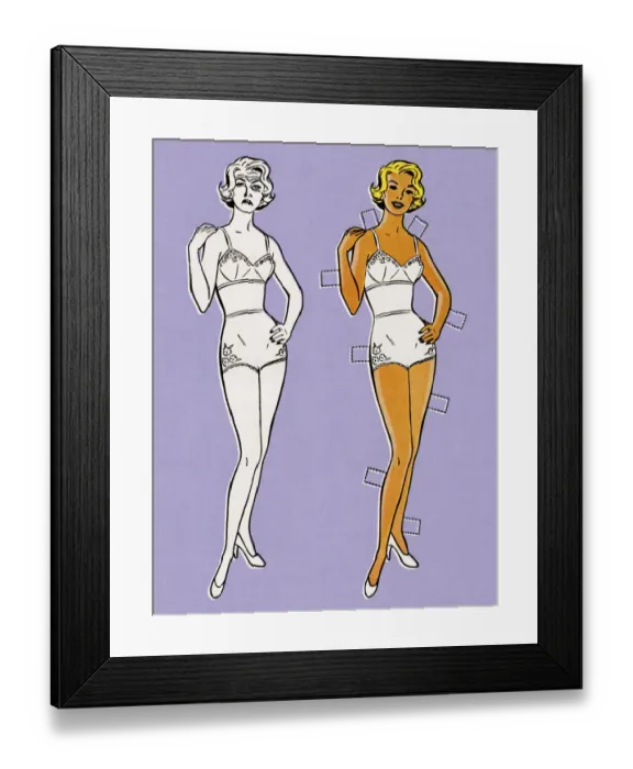 Framed Print : Paper Doll in Undergarments