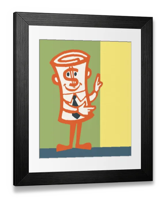 Framed Print : Dollar bill making a presentation Framed Print : Dollar bill making a presentation