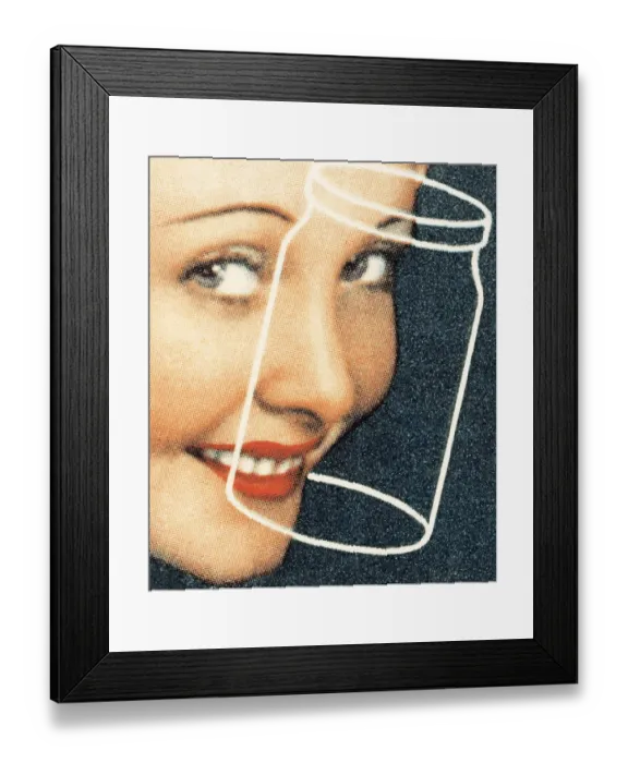 Framed Print : Womans Face and a Jar Framed Print : Womans Face and a Jar