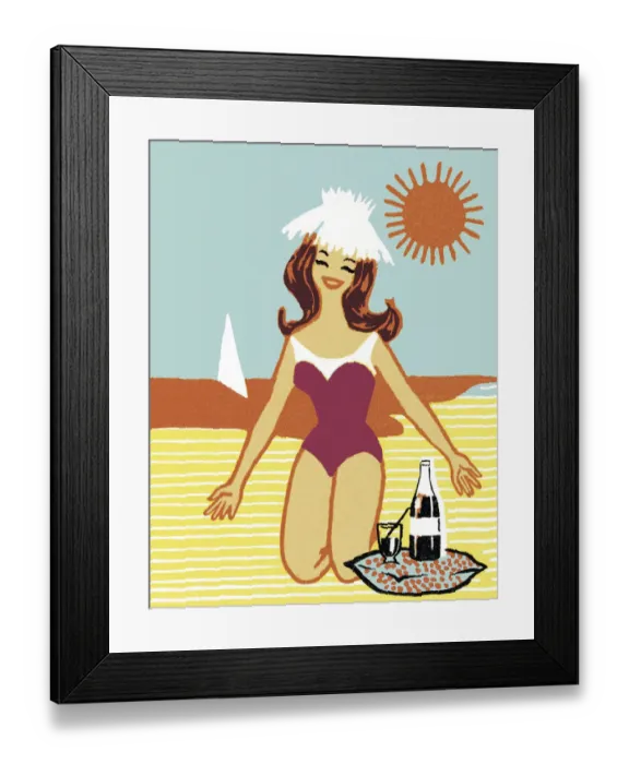 Framed Print : Woman on the Beach