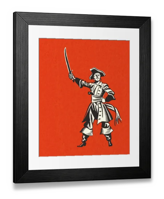 Framed Print : Pirate on a Red Background Framed Print : Pirate on a Red Background