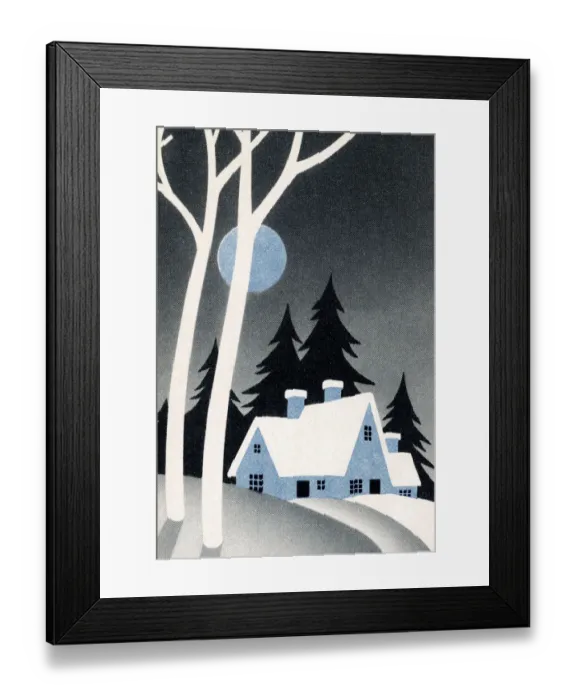Framed Print : Winter Landscape With House Framed Print : Winter Landscape With House