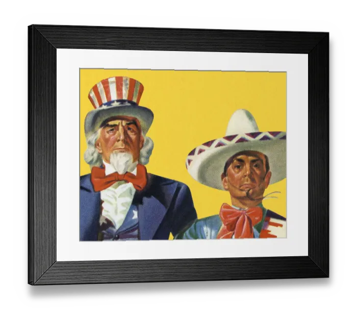 Framed Print : Uncle Sam and a Mexican Man