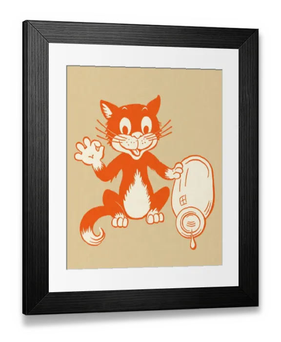 Framed Print : Cat with Spilled Milk Bottle Framed Print : Cat with Spilled Milk Bottle