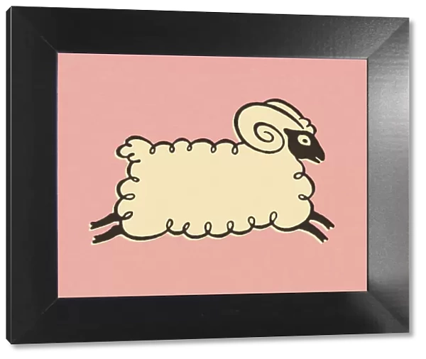 Cute Ram on Pink Background