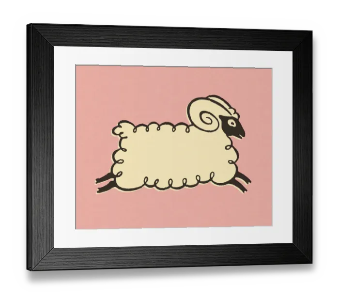 Framed Print : Cute Ram on Pink Background Framed Print : Cute Ram on Pink Background