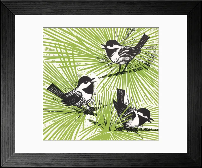 Framed Print : Chickadees in Tree Framed Print : Chickadees in Tree