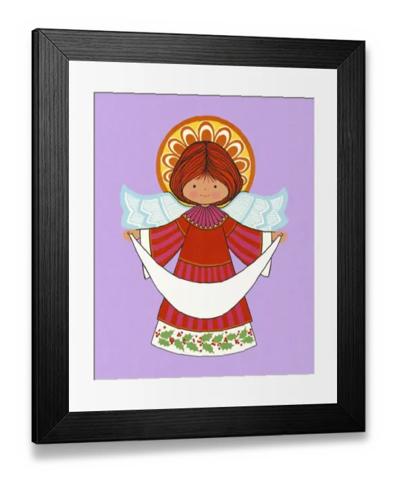 Framed Print : Angel Holding a Banner Framed Print : Angel Holding a Banner