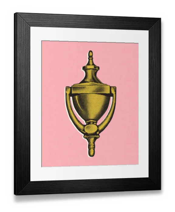 Framed Print : Door Knocker on Pink Background Framed Print : Door Knocker on Pink Background