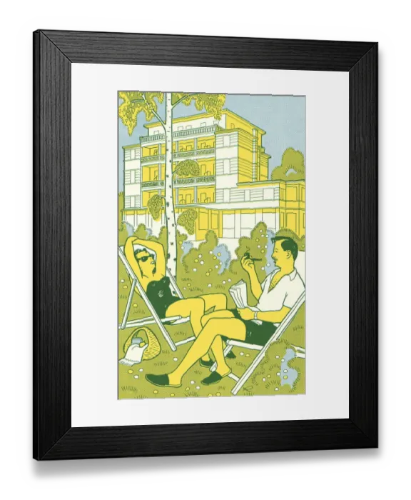 Framed Print : Two People at a Vacation Resort Framed Print : Two People at a Vacation Resort
