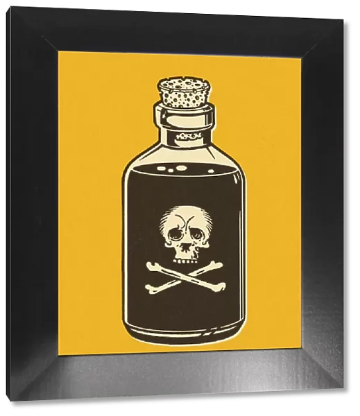 Bottle of Poison on Yellow Background