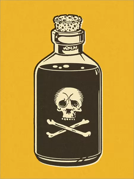 Bottle of Poison on Yellow Background