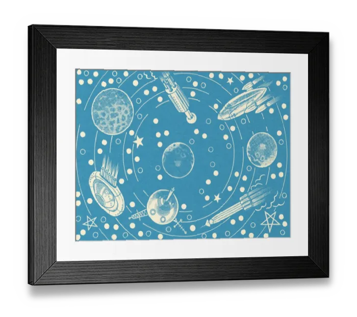 Framed Print : Blue Outer Space Pattern Framed Print : Blue Outer Space Pattern