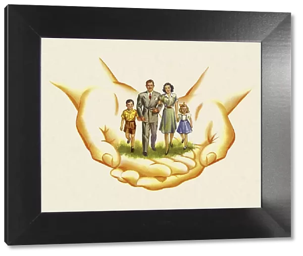 Caring Hands Holding a Family
