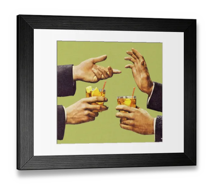 Framed Print : Two Men Talking With Hands and Holding Drink Framed Print : Two Men Talking With Hands and Holding Drink