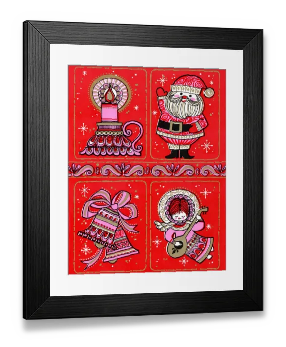 Framed Print : Four Christmas Motifs Framed Print : Four Christmas Motifs
