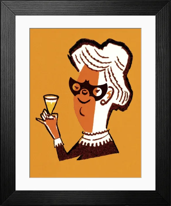 Framed Print : Woman in Bat mask Proposing a Toast Framed Print : Woman in Bat mask Proposing a Toast