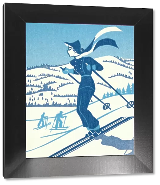 Woman Downhill Skiing