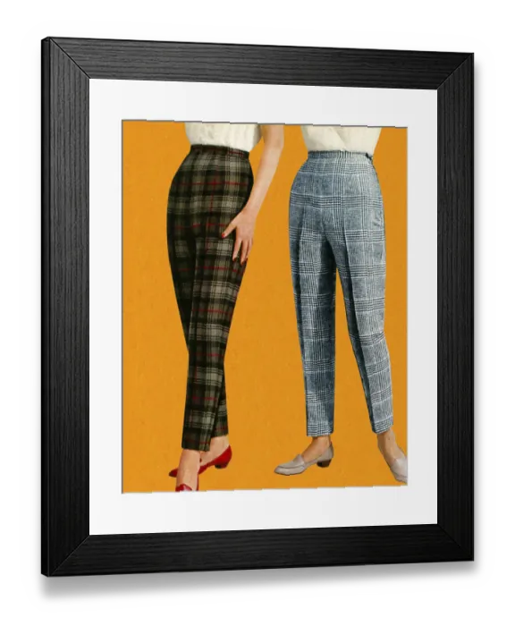 Framed Print : Women Wearing Plaid Pants Framed Print : Women Wearing Plaid Pants