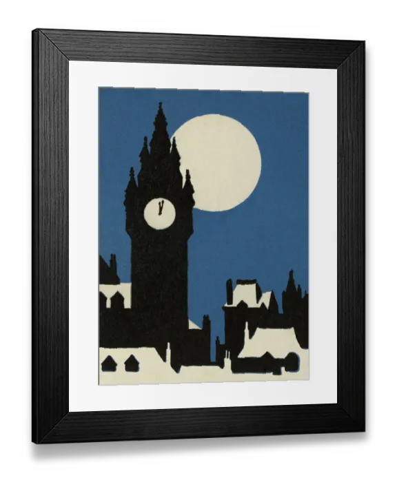 Framed Print : Skyline With Clock Tower at Night Framed Print : Skyline With Clock Tower at Night