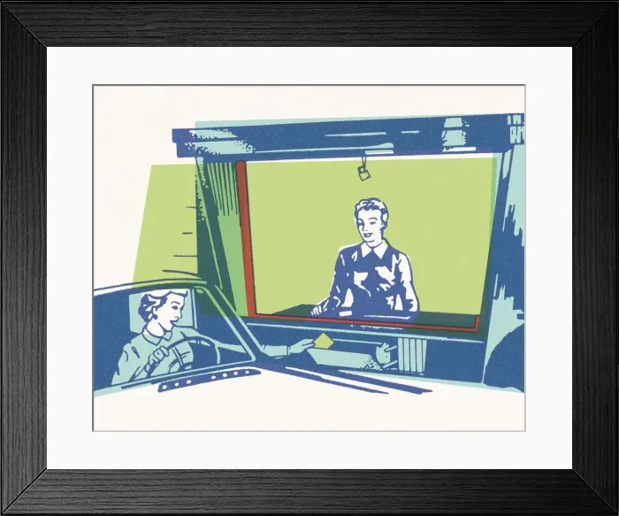 Framed Print : Drive Thru Bank Widow Framed Print : Drive Thru Bank Widow