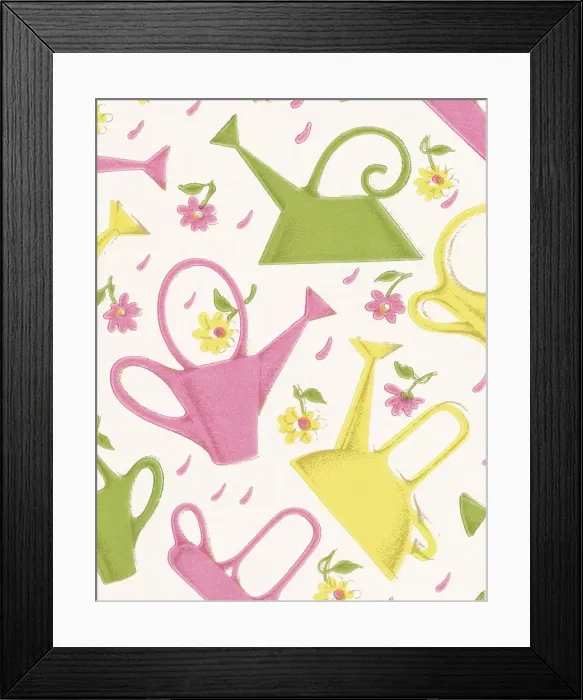 Framed Print : Watering can pattern Framed Print : Watering can pattern
