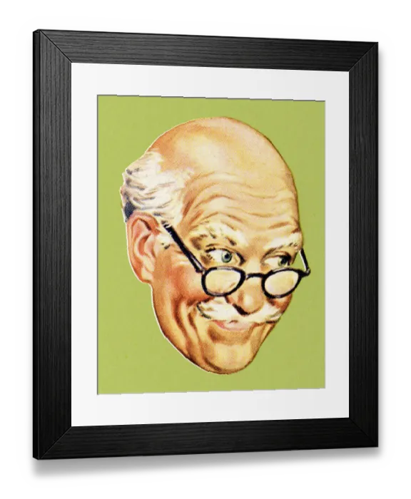 Framed Print : Grandpa Smiling and Looking to the Side Framed Print : Grandpa Smiling and Looking to the Side