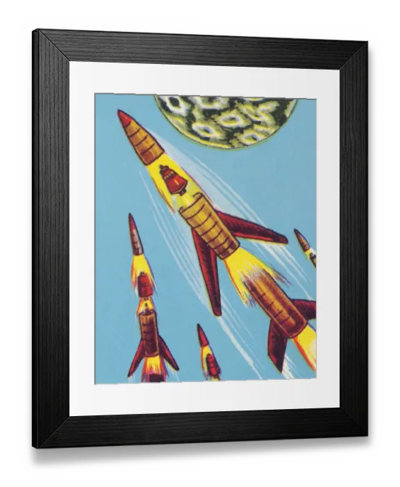 Framed Print : Rockets in Outer Space Framed Print : Rockets in Outer Space