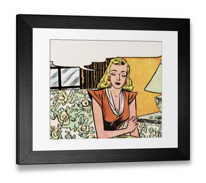 Framed Print : Sad Woman with Thought Bubble Framed Print : Sad Woman with Thought Bubble