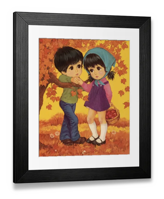 Framed Print : Boy and Girl in Autumn Scene