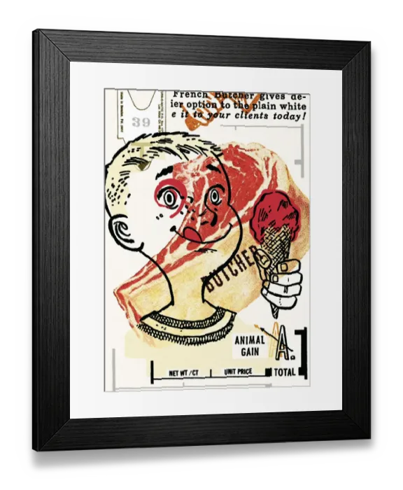 Framed Print : Boy with ice cream and steak Framed Print : Boy with ice cream and steak